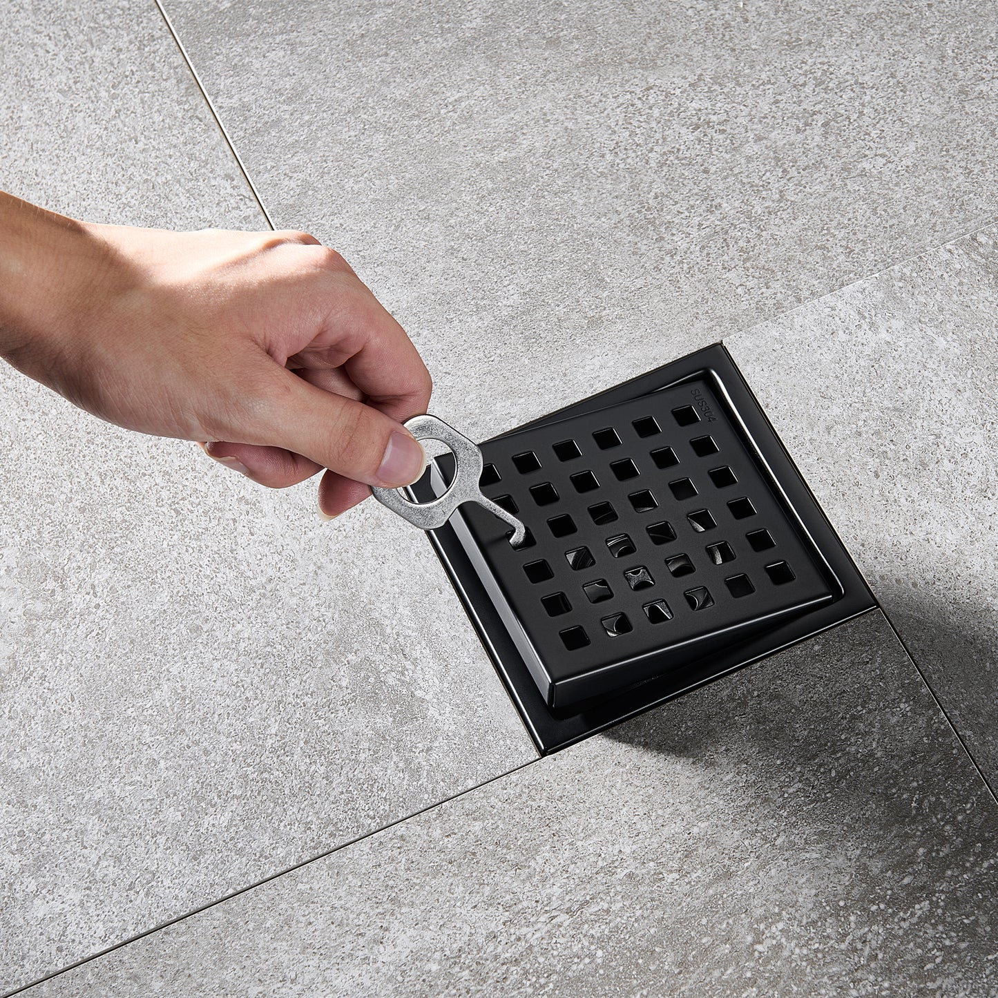 FD01-4-TM 4 in. x 4 in. Stainless Steel Square Shower Floor Drain in Matte Black