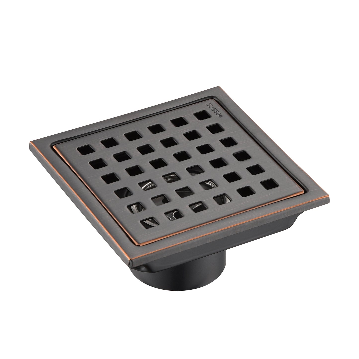 FD01-4-TO 4 in. x 4 in. Stainless Steel Square Shower Floor Drain in Oil Rubbed Bronze