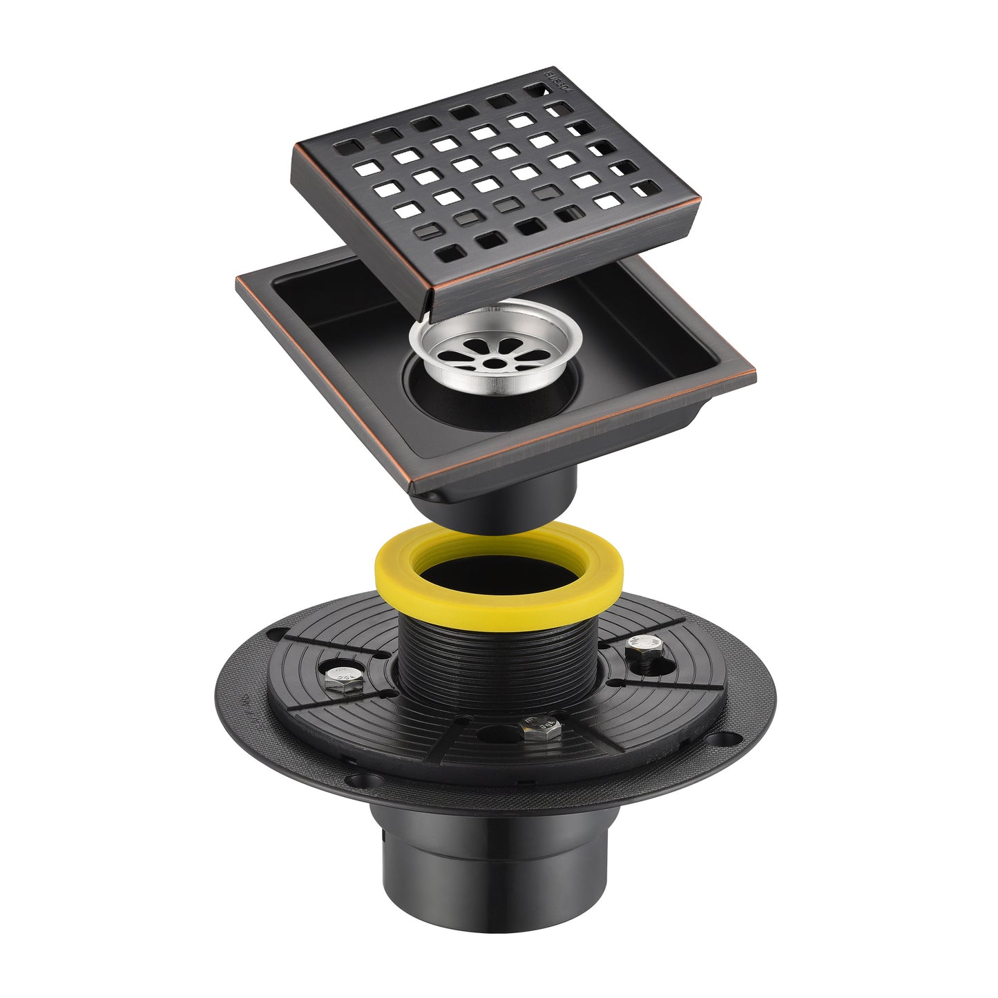 FD01-4-TO 4 in. x 4 in. Stainless Steel Square Shower Floor Drain in Oil Rubbed Bronze