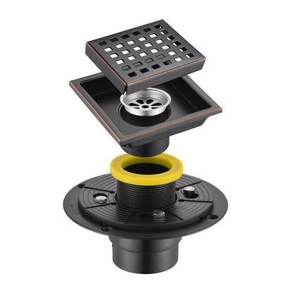 FD01-4-TO 4 in. x 4 in. Stainless Steel Square Shower Floor Drain in Oil Rubbed Bronze