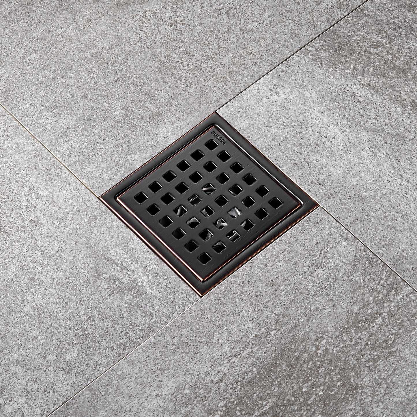 FD01-4-TO 4 in. x 4 in. Stainless Steel Square Shower Floor Drain in Oil Rubbed Bronze