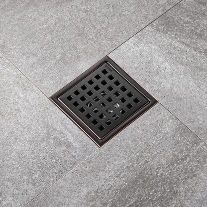 FD01-4-TO 4 in. x 4 in. Stainless Steel Square Shower Floor Drain in Oil Rubbed Bronze