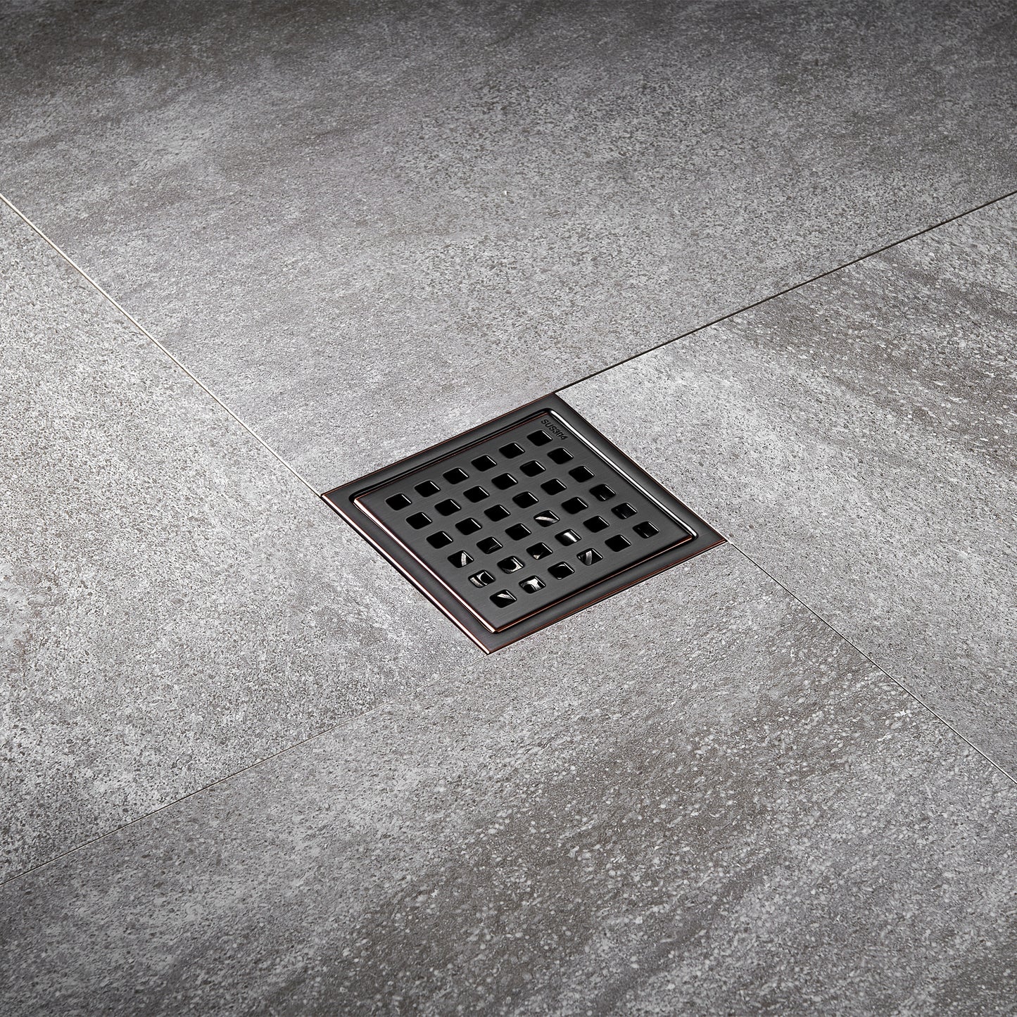 FD01-4-TO 4 in. x 4 in. Stainless Steel Square Shower Floor Drain in Oil Rubbed Bronze