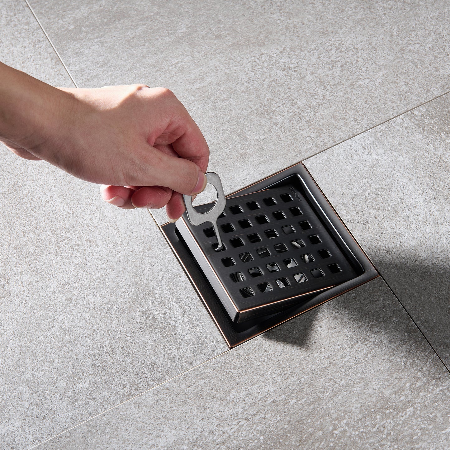 FD01-4-TO 4 in. x 4 in. Stainless Steel Square Shower Floor Drain in Oil Rubbed Bronze