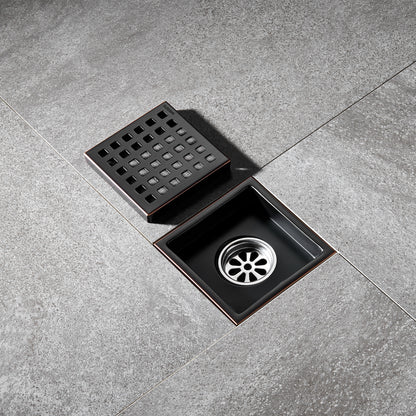 FD01-4-TO 4 in. x 4 in. Stainless Steel Square Shower Floor Drain in Oil Rubbed Bronze
