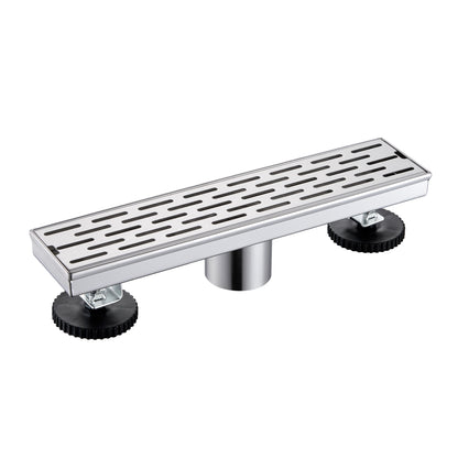 FD02-12-TB 12 in. Stainless Steel Linear Shower Drain with Square Pattern Drain Cover in Stainless Steel