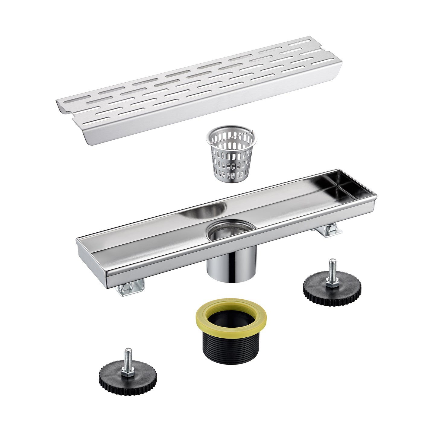 FD02-12-TB 12 in. Stainless Steel Linear Shower Drain with Square Pattern Drain Cover in Stainless Steel