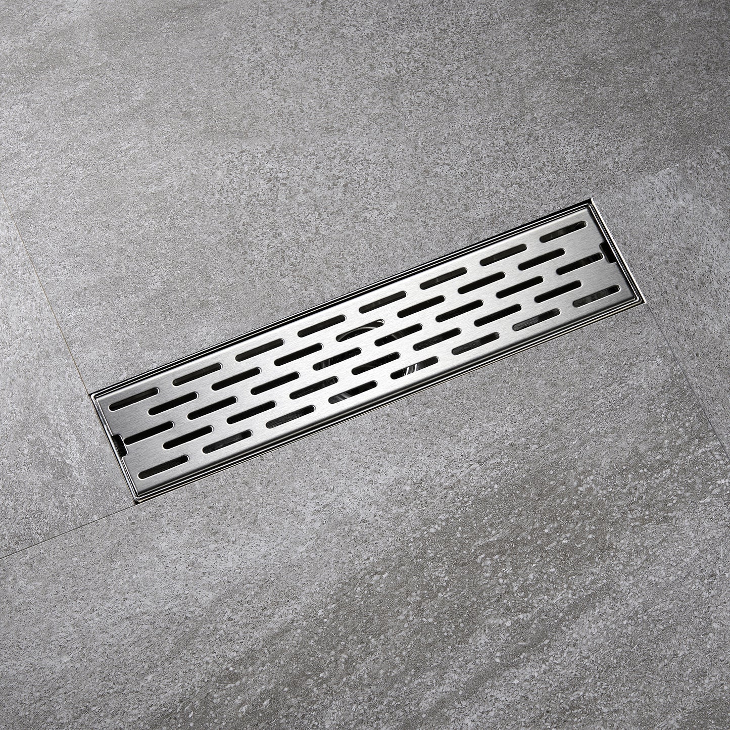 FD02-12-TB 12 in. Stainless Steel Linear Shower Drain with Square Pattern Drain Cover in Stainless Steel