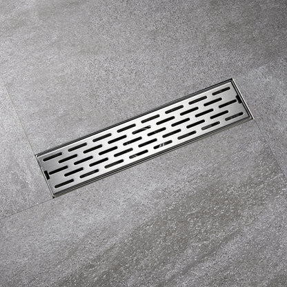 FD02-12-TB 12 in. Stainless Steel Linear Shower Drain with Square Pattern Drain Cover in Stainless Steel