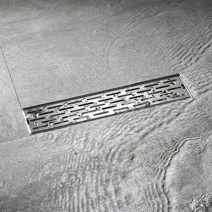 FD02-12-TB 12 in. Stainless Steel Linear Shower Drain with Square Pattern Drain Cover in Stainless Steel