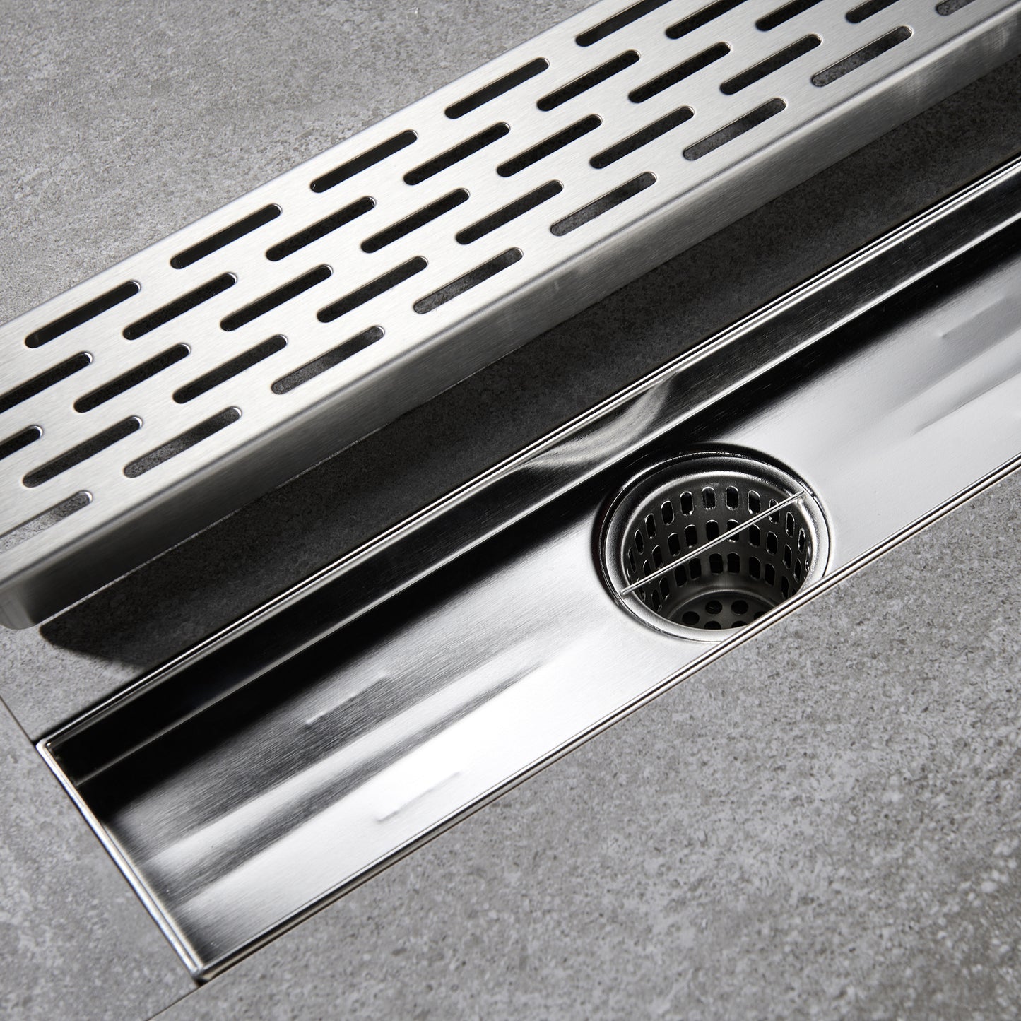 FD02-12-TB 12 in. Stainless Steel Linear Shower Drain with Square Pattern Drain Cover in Stainless Steel