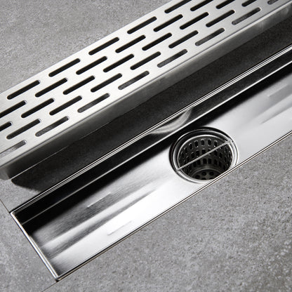 FD02-12-TB 12 in. Stainless Steel Linear Shower Drain with Square Pattern Drain Cover in Stainless Steel