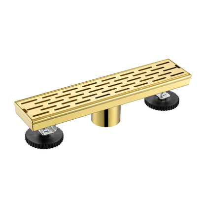 FD02-12-TG 12 in. Stainless Steel Linear Shower Drain with Square Pattern Drain Cover in Brushed Gold