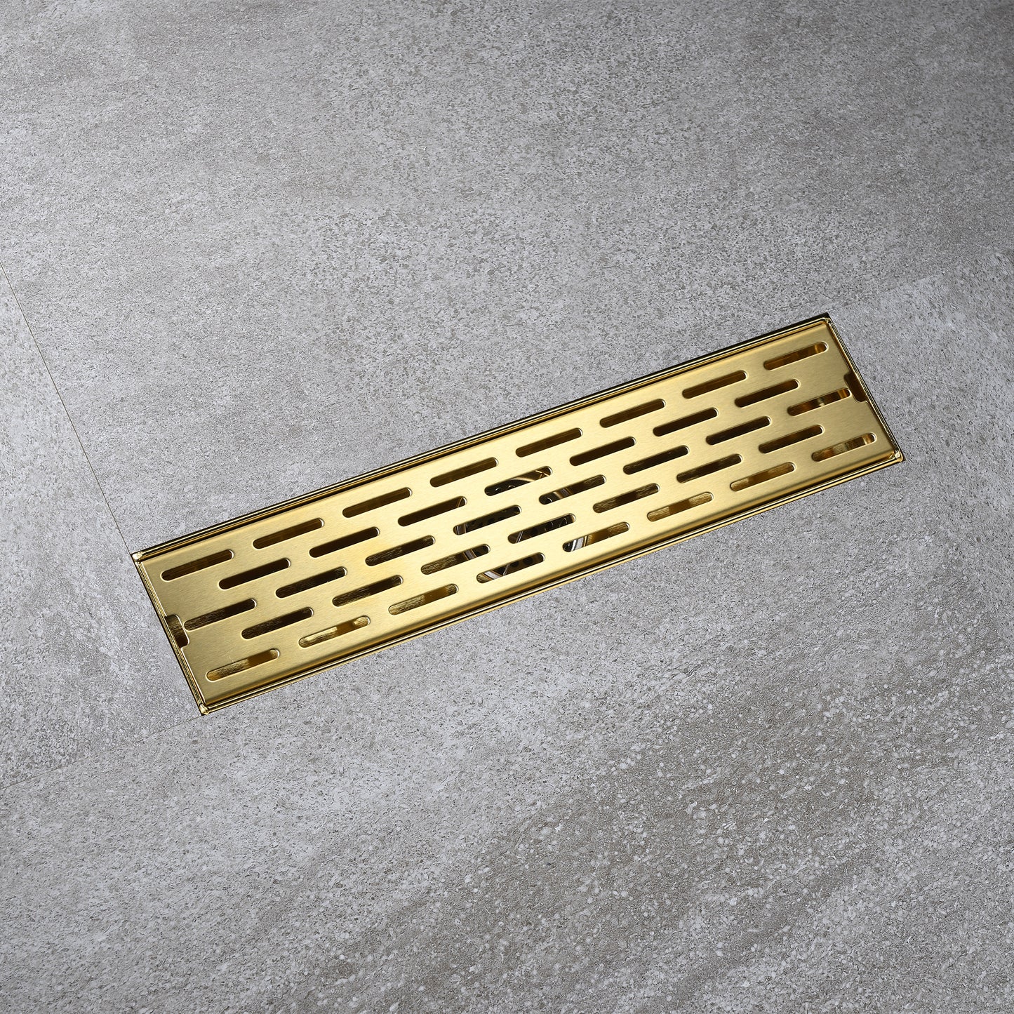 FD02-12-TG 12 in. Stainless Steel Linear Shower Drain with Square Pattern Drain Cover in Brushed Gold