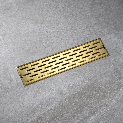 FD02-12-TG 12 in. Stainless Steel Linear Shower Drain with Square Pattern Drain Cover in Brushed Gold