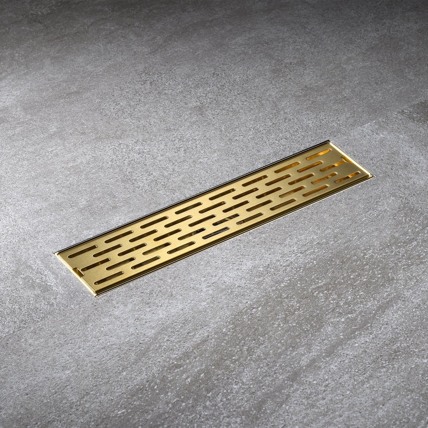 FD02-12-TG 12 in. Stainless Steel Linear Shower Drain with Square Pattern Drain Cover in Brushed Gold
