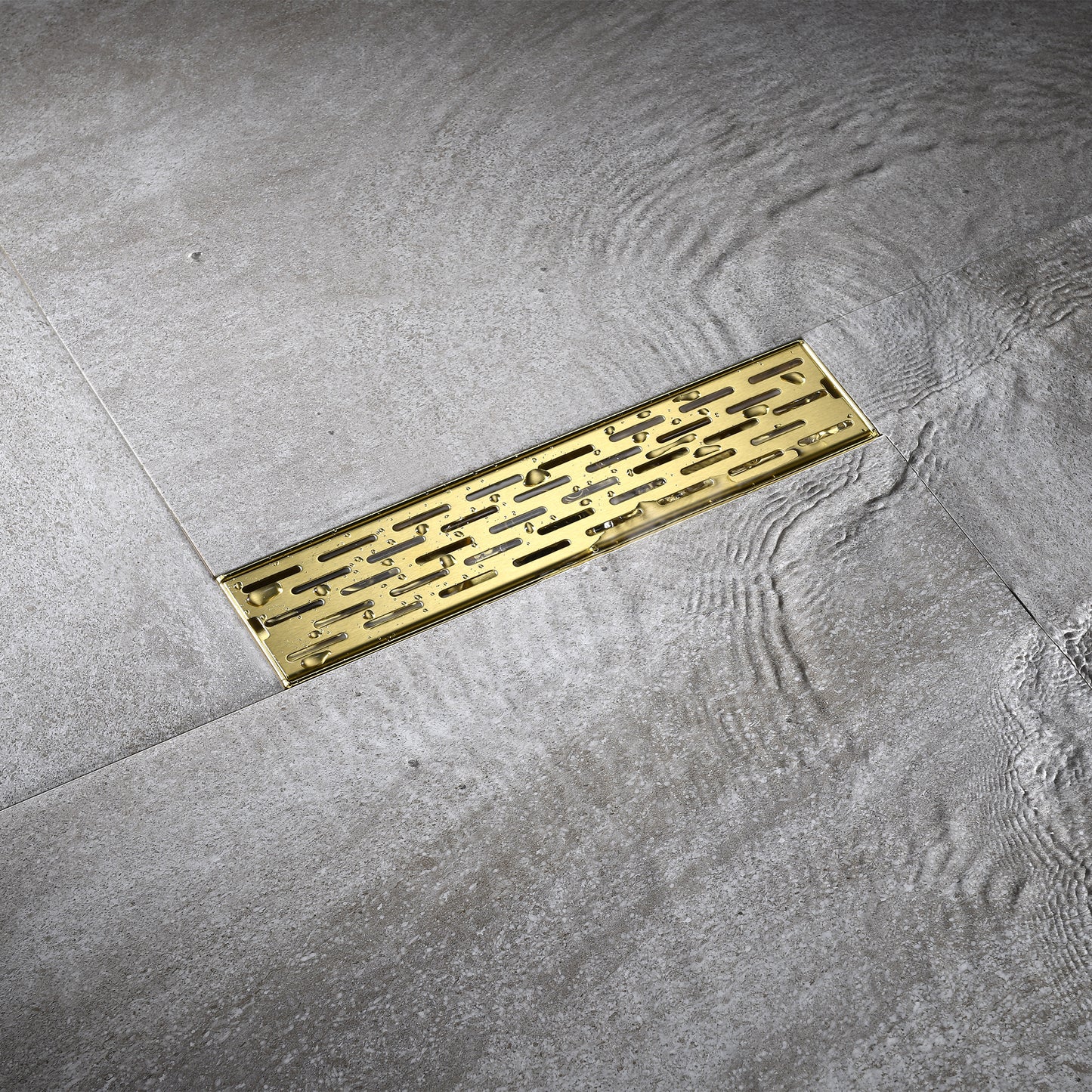 FD02-12-TG 12 in. Stainless Steel Linear Shower Drain with Square Pattern Drain Cover in Brushed Gold