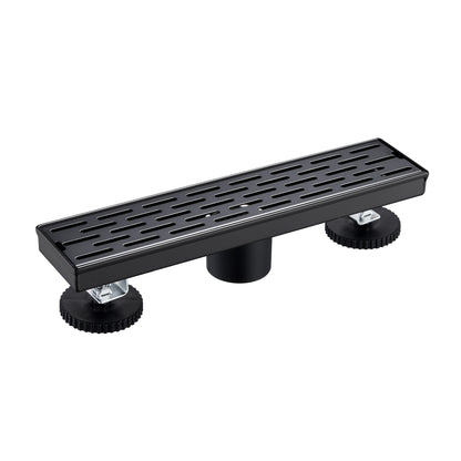 FD02-12-TM 12 in. Stainless Steel Linear Shower Drain with Square Pattern Drain Cover in Matte Black