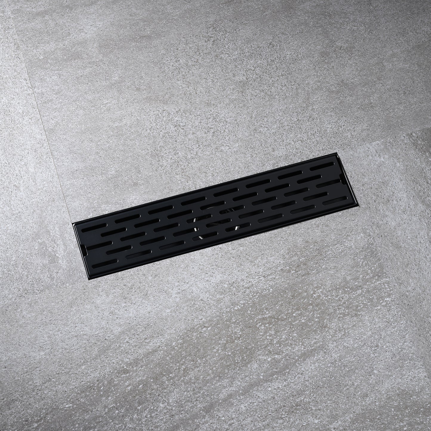 FD02-12-TM 12 in. Stainless Steel Linear Shower Drain with Square Pattern Drain Cover in Matte Black