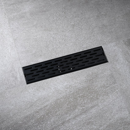 FD02-12-TM 12 in. Stainless Steel Linear Shower Drain with Square Pattern Drain Cover in Matte Black