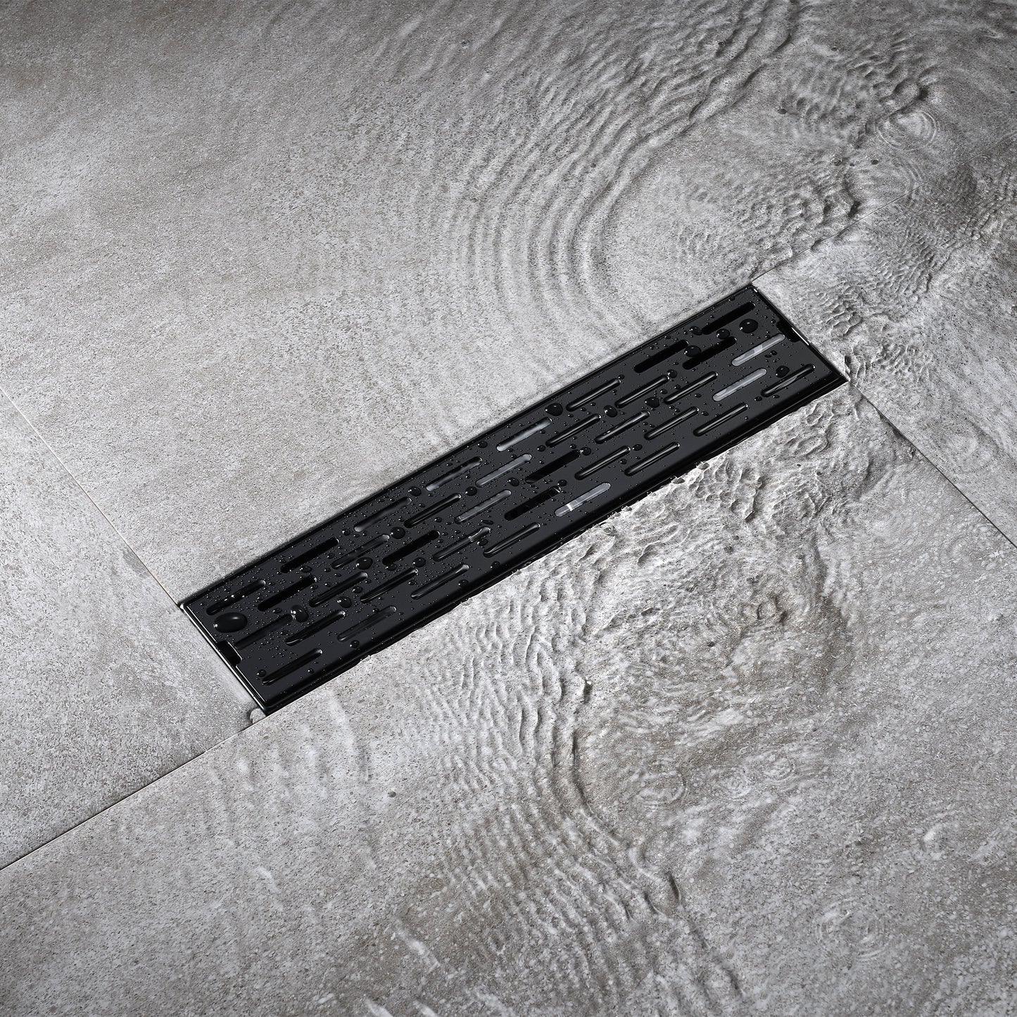 FD02-12-TM 12 in. Stainless Steel Linear Shower Drain with Square Pattern Drain Cover in Matte Black