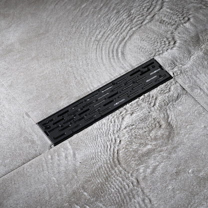 FD02-12-TM 12 in. Stainless Steel Linear Shower Drain with Square Pattern Drain Cover in Matte Black