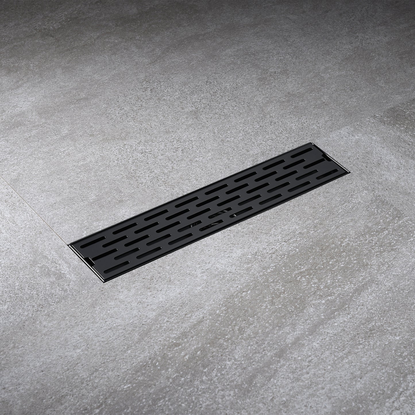 FD02-12-TM 12 in. Stainless Steel Linear Shower Drain with Square Pattern Drain Cover in Matte Black