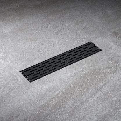 FD02-12-TM 12 in. Stainless Steel Linear Shower Drain with Square Pattern Drain Cover in Matte Black