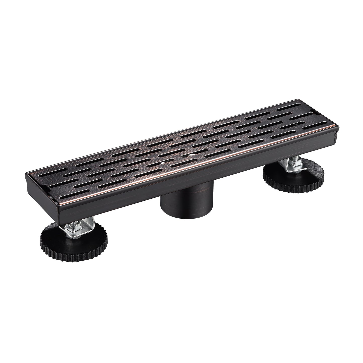 FD02-12-TO 12 in. Stainless Steel Linear Shower Drain with Square Pattern Drain Cover in Oil Rubbed Bronze