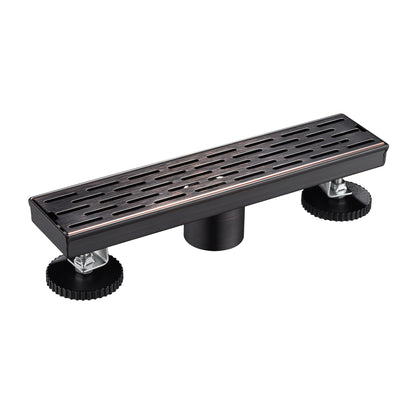 FD02-12-TO 12 in. Stainless Steel Linear Shower Drain with Square Pattern Drain Cover in Oil Rubbed Bronze