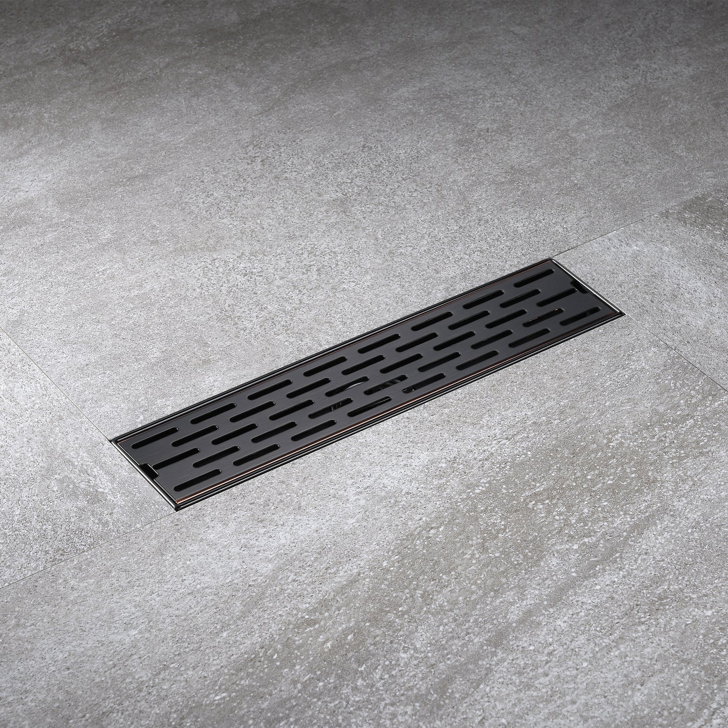 FD02-12-TO 12 in. Stainless Steel Linear Shower Drain with Square Pattern Drain Cover in Oil Rubbed Bronze