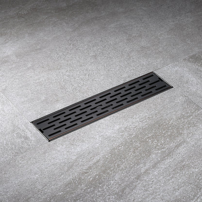 FD02-12-TO 12 in. Stainless Steel Linear Shower Drain with Square Pattern Drain Cover in Oil Rubbed Bronze