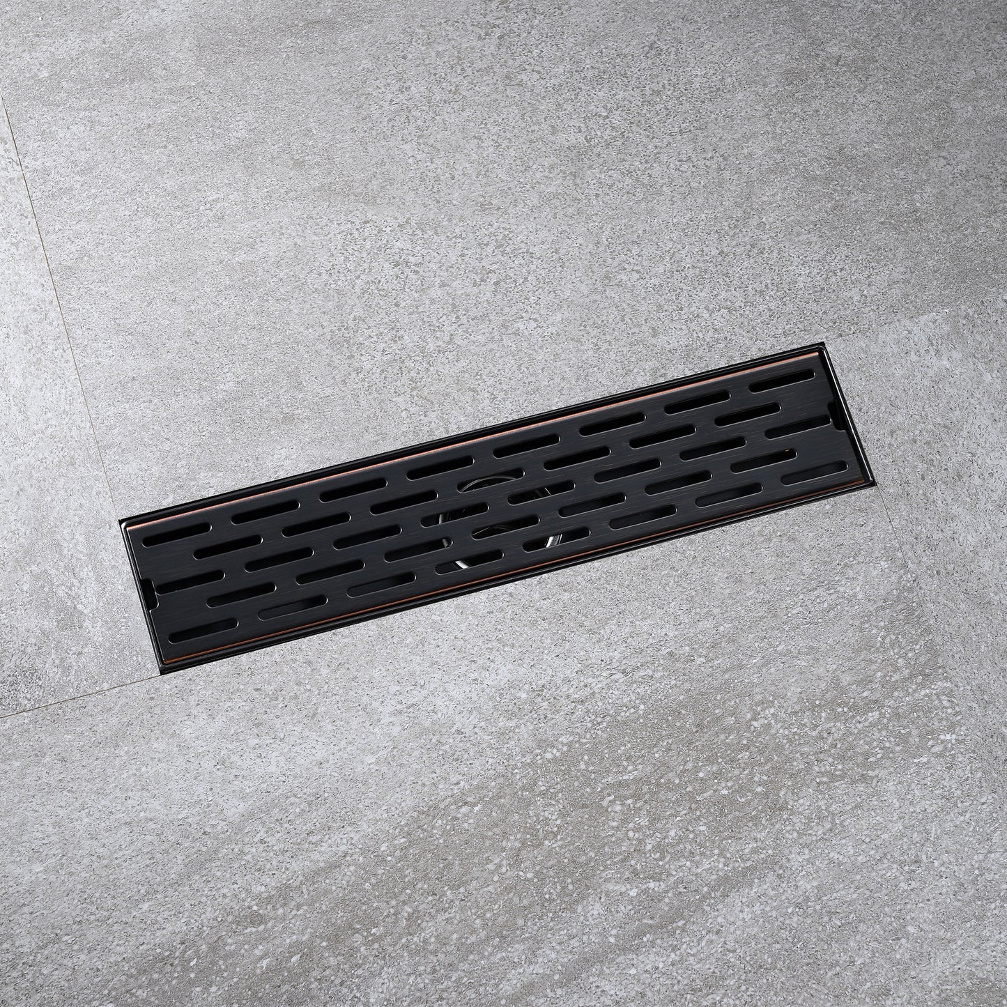 FD02-12-TO 12 in. Stainless Steel Linear Shower Drain with Square Pattern Drain Cover in Oil Rubbed Bronze