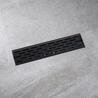 FD02-12-TO 12 in. Stainless Steel Linear Shower Drain with Square Pattern Drain Cover in Oil Rubbed Bronze