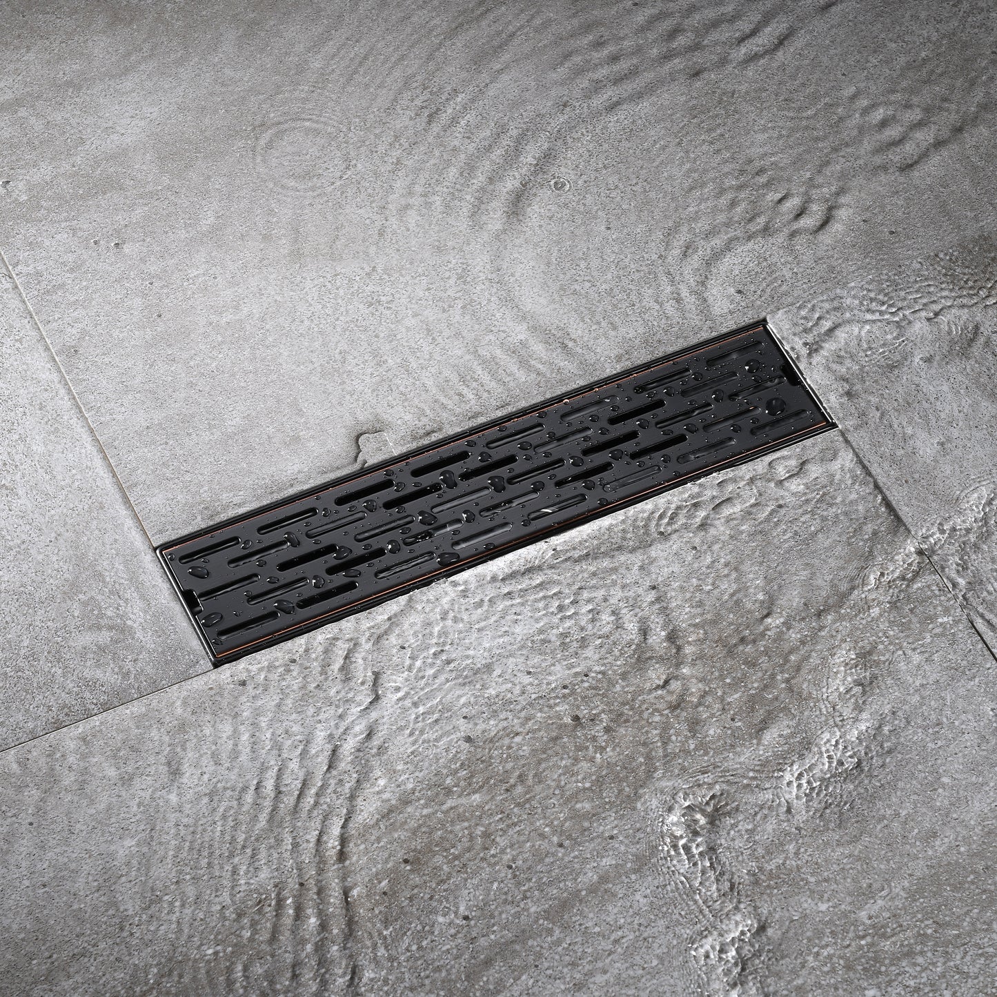 FD02-12-TO 12 in. Stainless Steel Linear Shower Drain with Square Pattern Drain Cover in Oil Rubbed Bronze