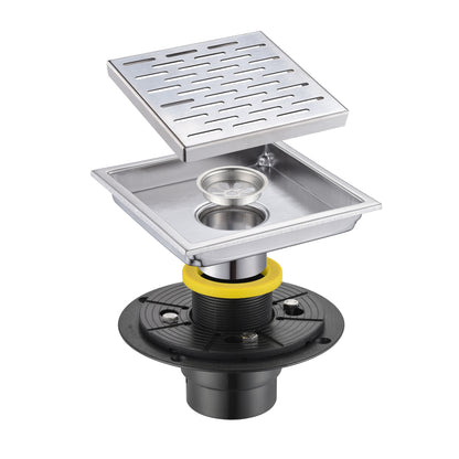FD02-6-TB 6 in. x 6 in. Stainless Steel Square Shower Floor Drain in Stainless Steel