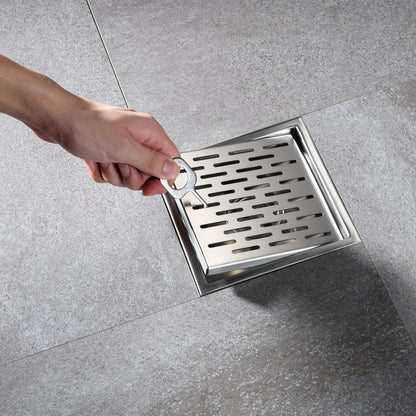 FD02-6-TB 6 in. x 6 in. Stainless Steel Square Shower Floor Drain in Stainless Steel
