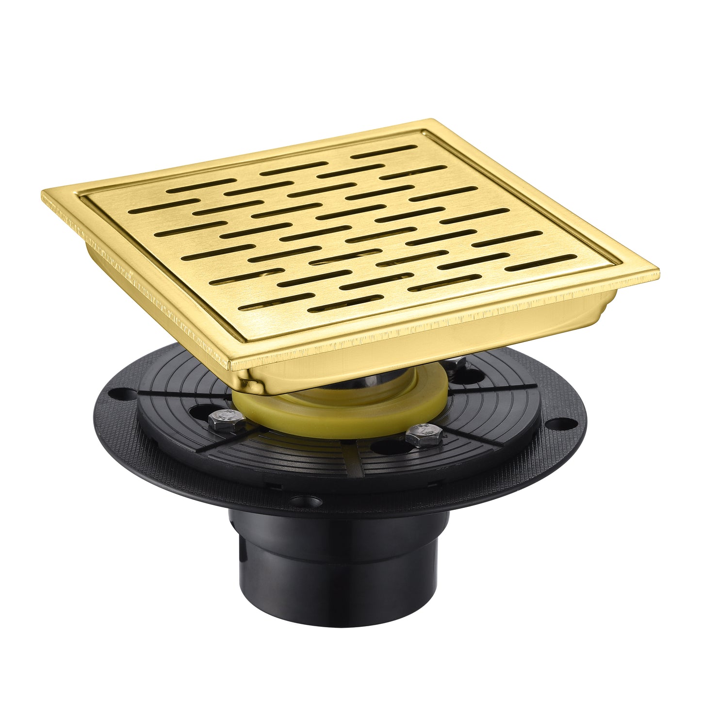 FD02-6-TG 6 in. x 6 in. Stainless Steel Square Shower Floor Drain in Brushed Gold