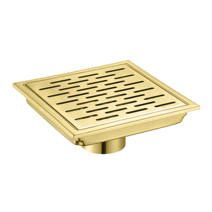 FD02-6-TG 6 in. x 6 in. Stainless Steel Square Shower Floor Drain in Brushed Gold