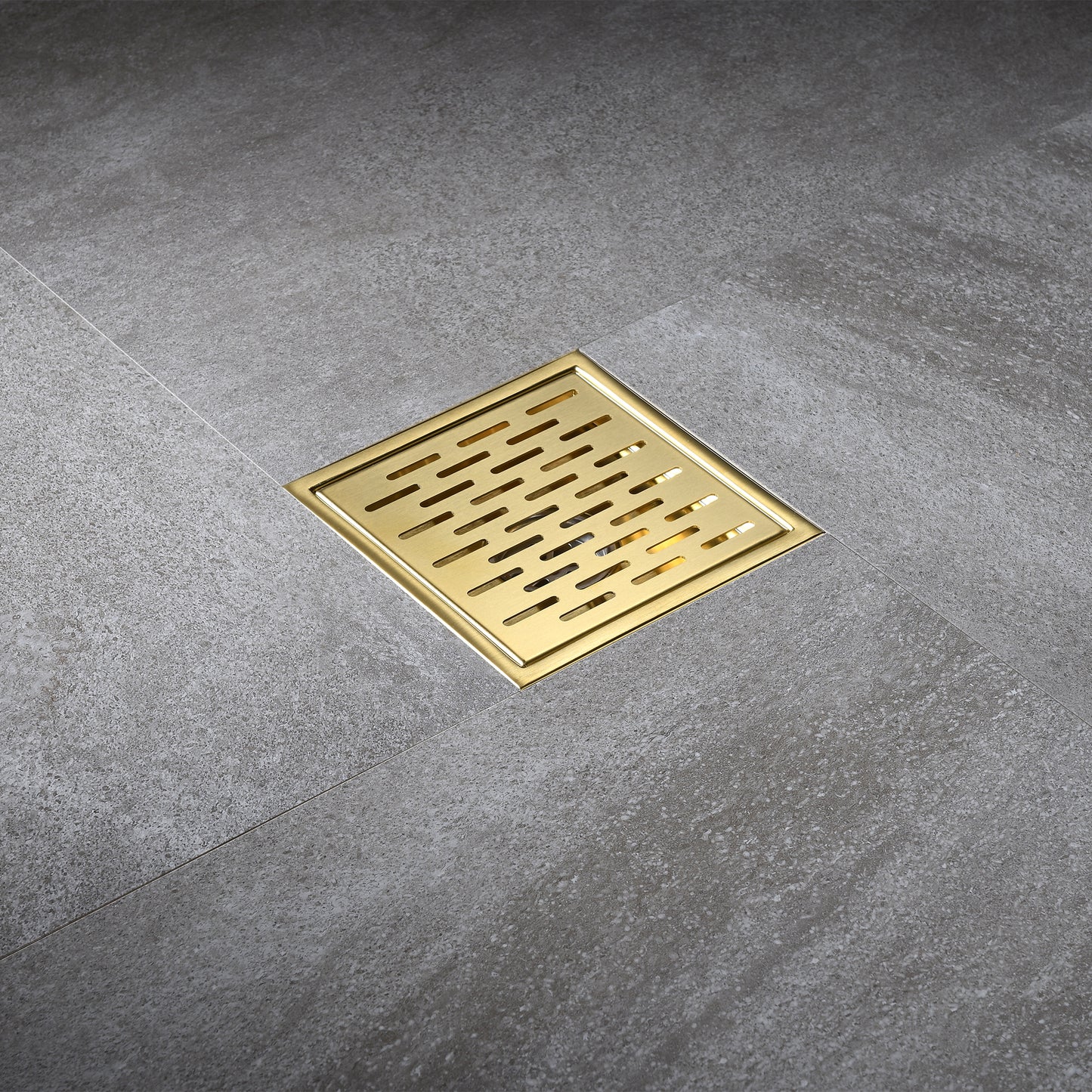 FD02-6-TG 6 in. x 6 in. Stainless Steel Square Shower Floor Drain in Brushed Gold