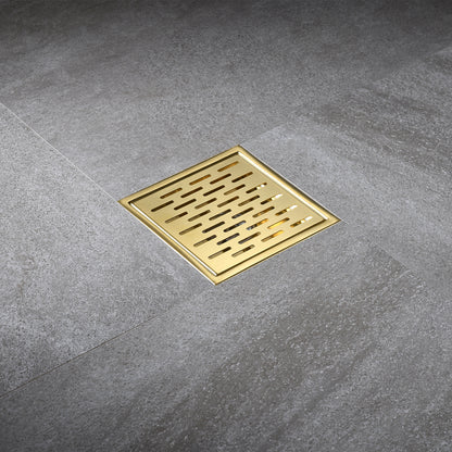 FD02-6-TG 6 in. x 6 in. Stainless Steel Square Shower Floor Drain in Brushed Gold