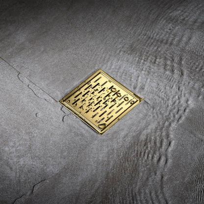 FD02-6-TG 6 in. x 6 in. Stainless Steel Square Shower Floor Drain in Brushed Gold