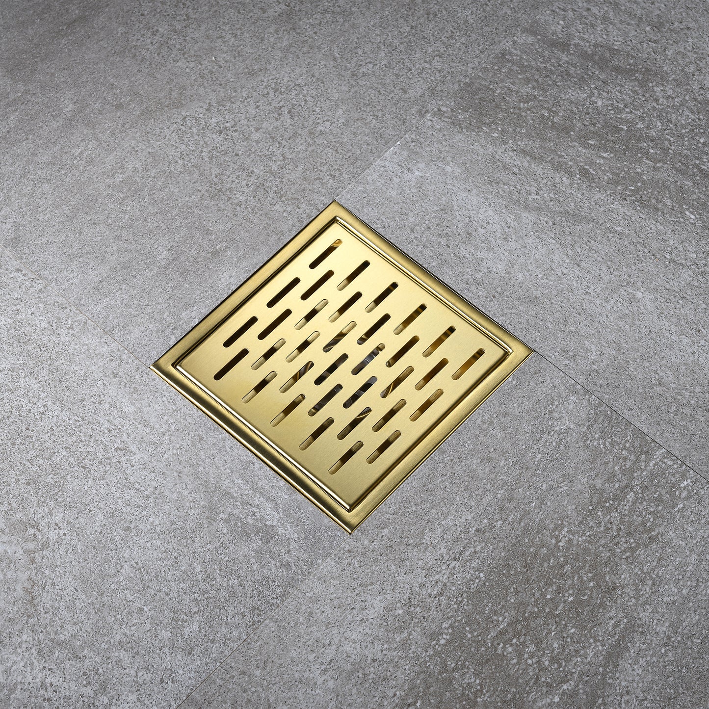 FD02-6-TG 6 in. x 6 in. Stainless Steel Square Shower Floor Drain in Brushed Gold