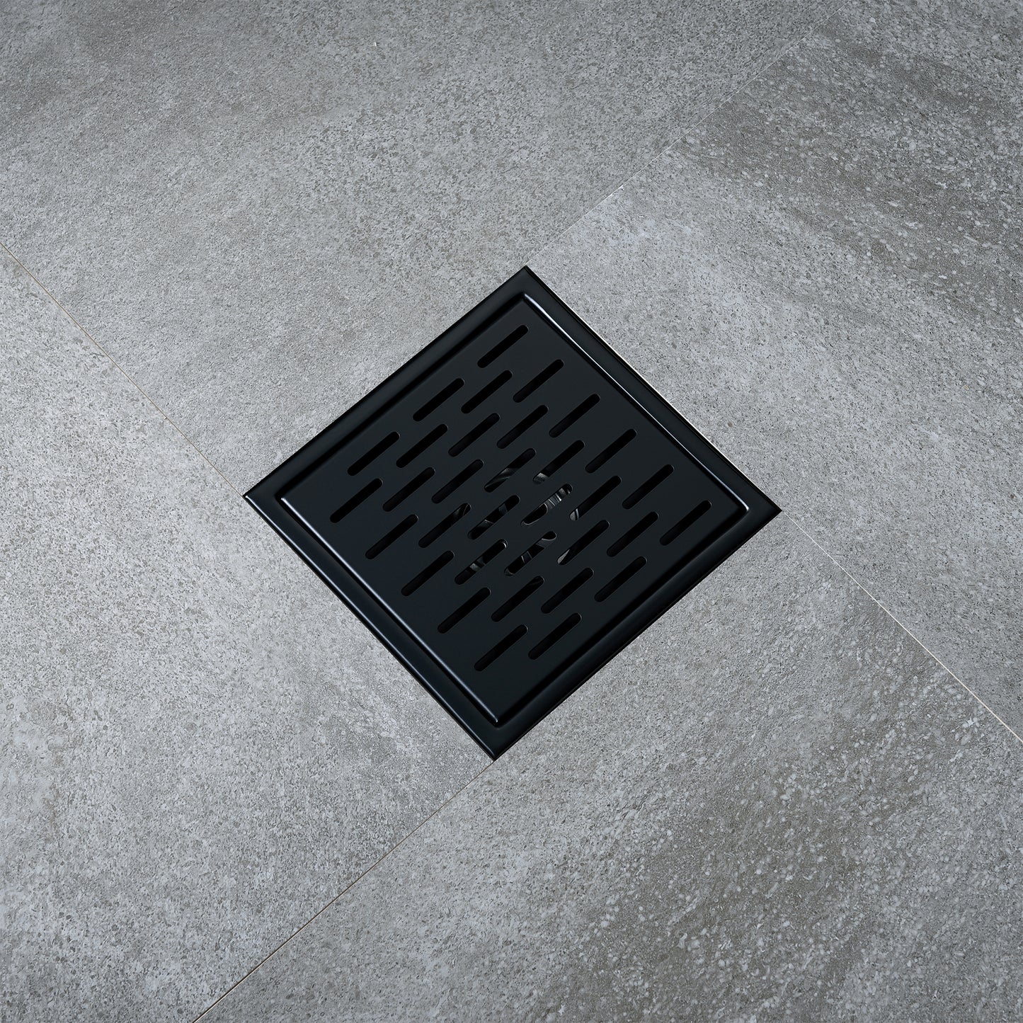FD02-6-TM 6 in. x 6 in. Stainless Steel Square Shower Floor Drain in Matte Black