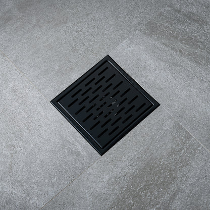 FD02-6-TM 6 in. x 6 in. Stainless Steel Square Shower Floor Drain in Matte Black