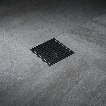 FD02-6-TM 6 in. x 6 in. Stainless Steel Square Shower Floor Drain in Matte Black