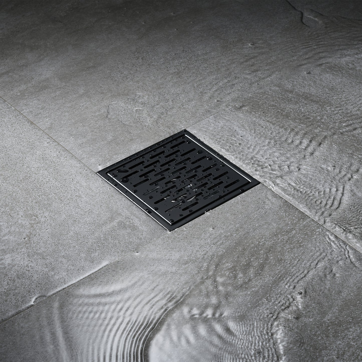 FD02-6-TM 6 in. x 6 in. Stainless Steel Square Shower Floor Drain in Matte Black