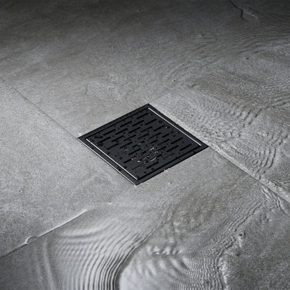 FD02-6-TM 6 in. x 6 in. Stainless Steel Square Shower Floor Drain in Matte Black