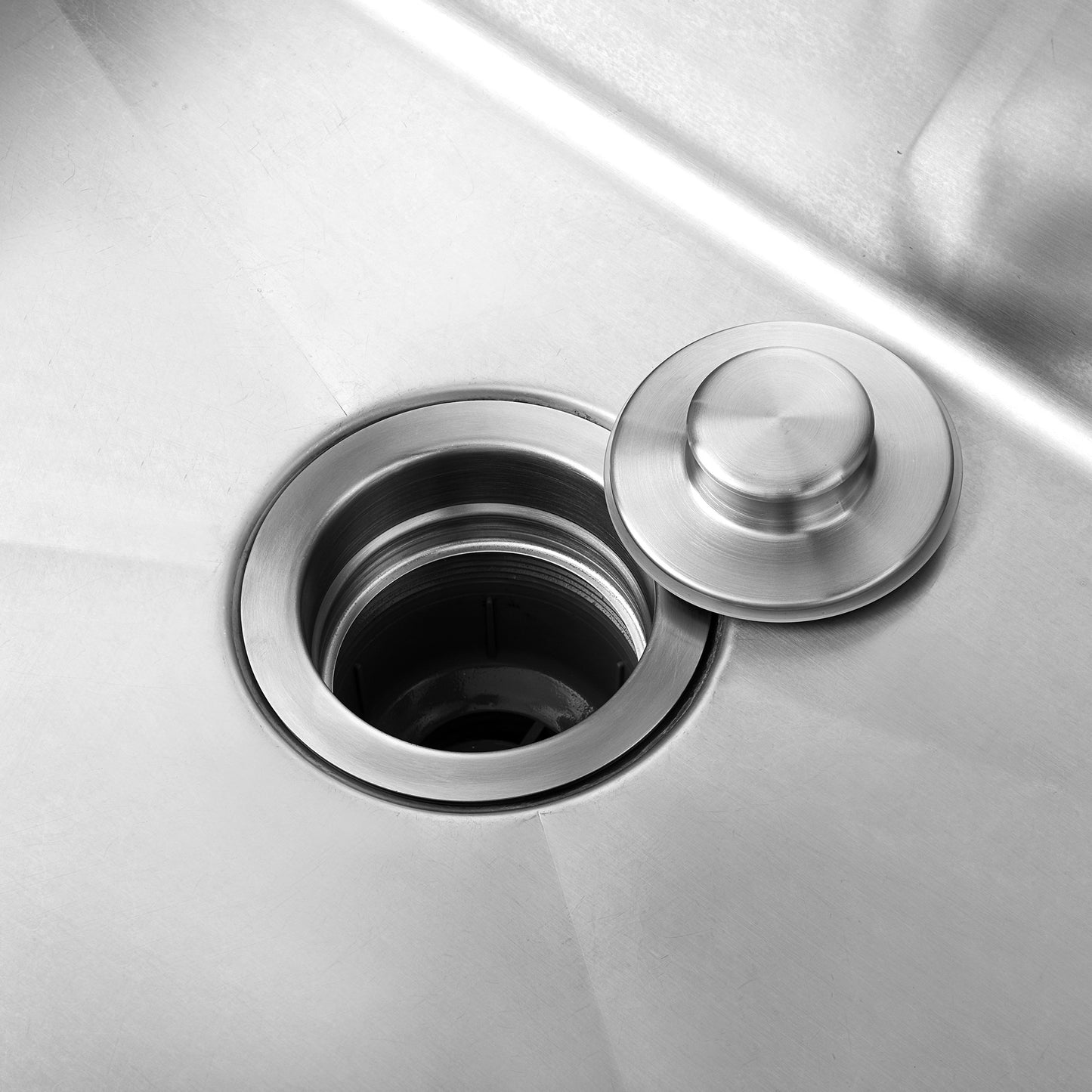 GD01-B Kitchen Sink Garbage Disposal Flange and Stopper in Brushed Stainless Steel