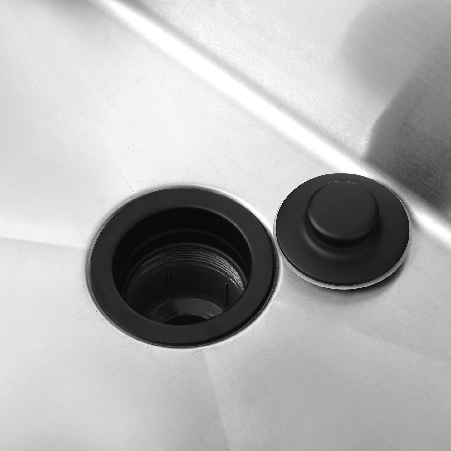 GD01-M Kitchen Sink Garbage Disposal Flange and Stopper in Matte Black